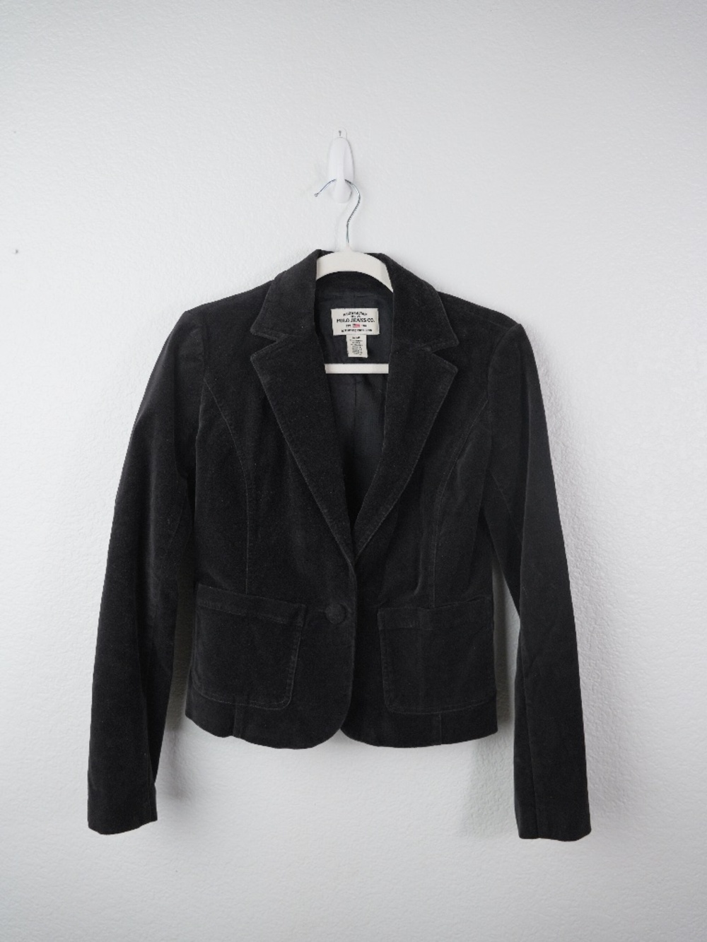 Polo Jeans Co Ralph Lauren Womens Blazer Size S Black Velvet Cropped Jacket